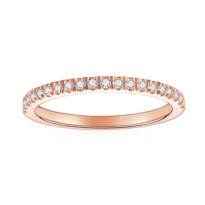 Versatile stacking style S925 sterling silver plated with 18k gold moissanite closed ring