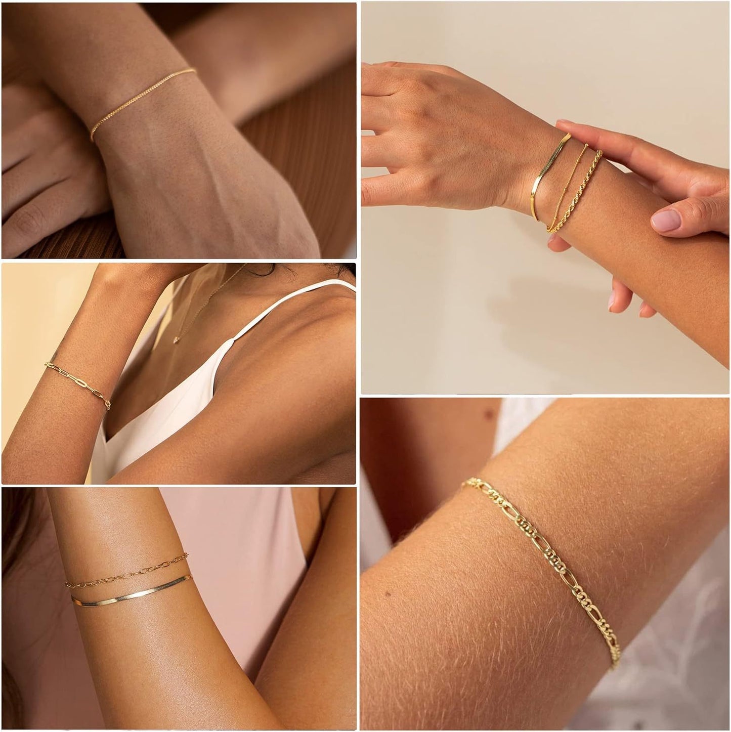 Women's gold bracelet waterproof, 14K real gold jewelry set ladies fashion thin exquisite