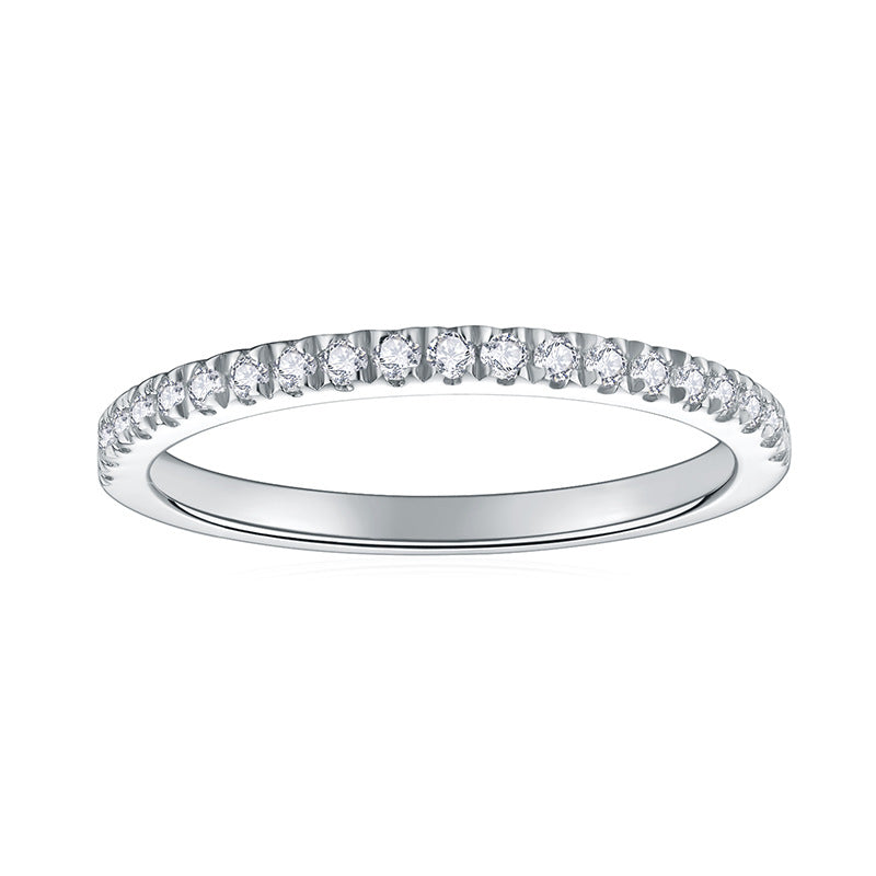 Versatile stacking style S925 sterling silver plated with 18k gold moissanite closed ring