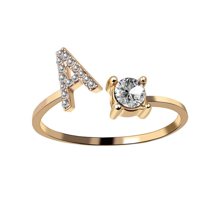 New design adjustable 26 initials ring fashion women jewelry simple and elegant jewelry