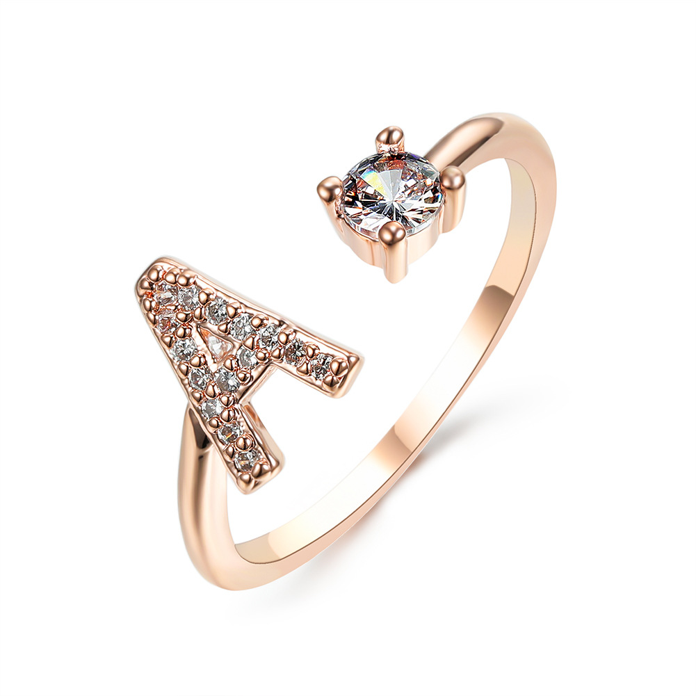 New design adjustable 26 initials ring fashion women jewelry simple and elegant jewelry