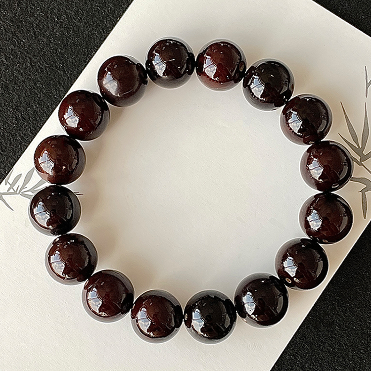 Purple black leather purple golden rat bodhi seed bracelet (12mm)
