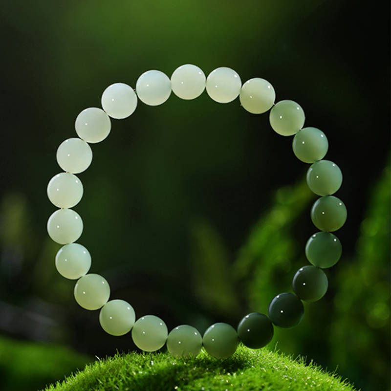 Xinjiang natural Hetian jade gradient bracelet (8mm)