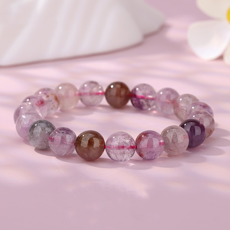 Nine Purple Fire Natural Amethyst Bracelet (10mm)