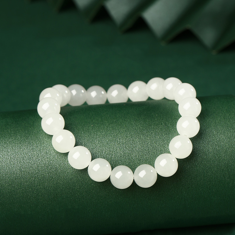 White jade round bead bracelet (10mm)