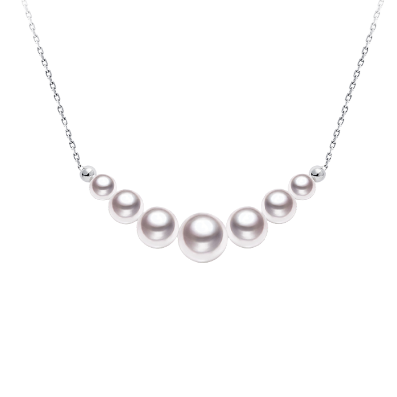 White Gold Gradient Pearl Necklace